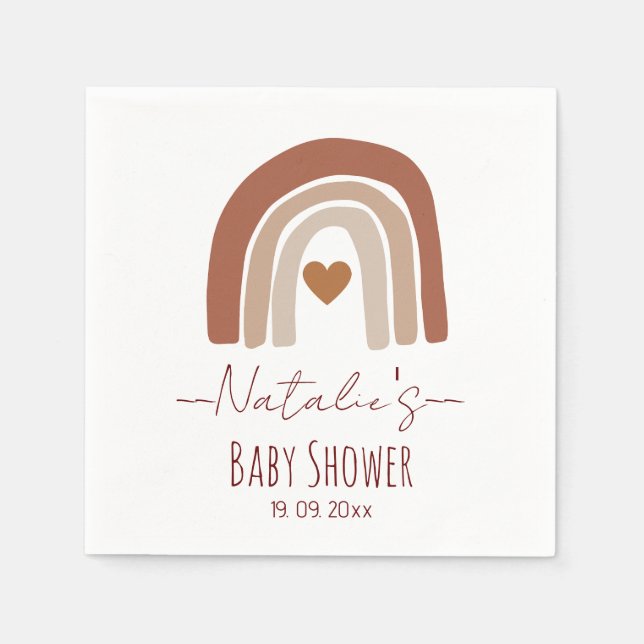 Guardanapo De Papel Adorável chá de fraldas arco-íris de terra para se (Frente)