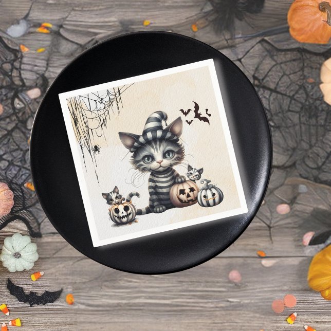 Guardanapo De Papel Adorável Gatinho de Halloween Spooky (Criador carregado)
