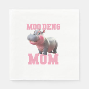 Guardanapo De Papel Adorável MOO DENG MOM Baby Hippo Mama Cutest Princ