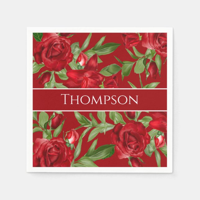 Guardanapo De Papel Adorável Vermelho e Branco Personalizado (Frente)