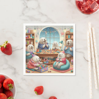 Guardanapo De Papel Adorável Walrus Birthday Napkins