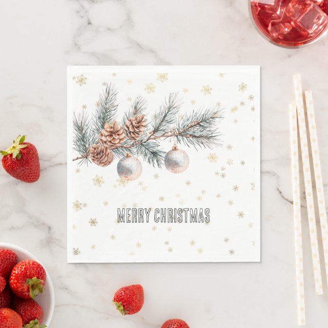 Guardanapo De Papel Adornos de Pinha de Pinheiro de Natal Floco de Nev (Insitu)