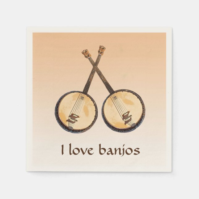 Guardanapo De Papel Adoro Banjos Music Instruments Paper Napkins (Frente)