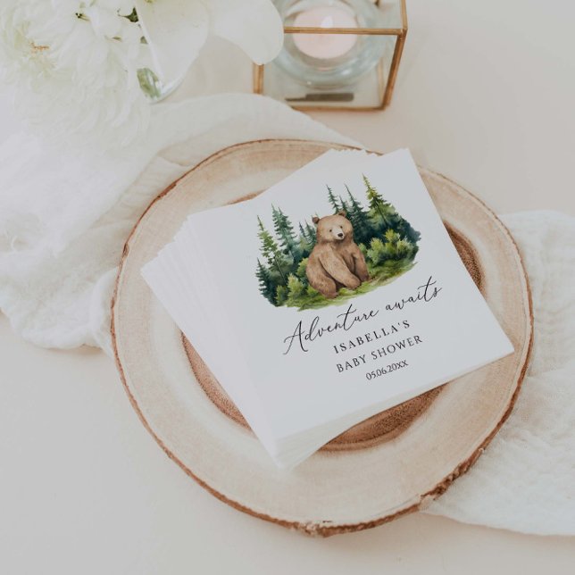 Guardanapo De Papel Adventure Aguarda Chá de fraldas Do Urso Da Madeir (Criador carregado)