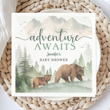 Adventure Awaits Baby Shower Woodland Forest Paper