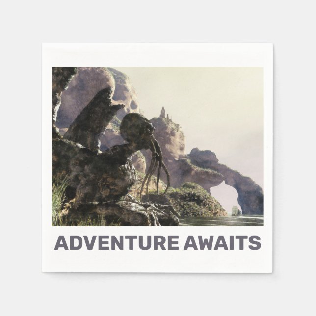 Guardanapo De Papel Adventure Awaits. Fantasy landscape (Frente)