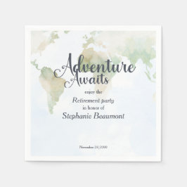 Guardanapo De Papel Adventure Awaits World Map Retirement Party 