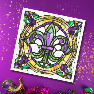Guardanapo De Papel Aestic Watercolor Mardi Gras Fleur De Lis