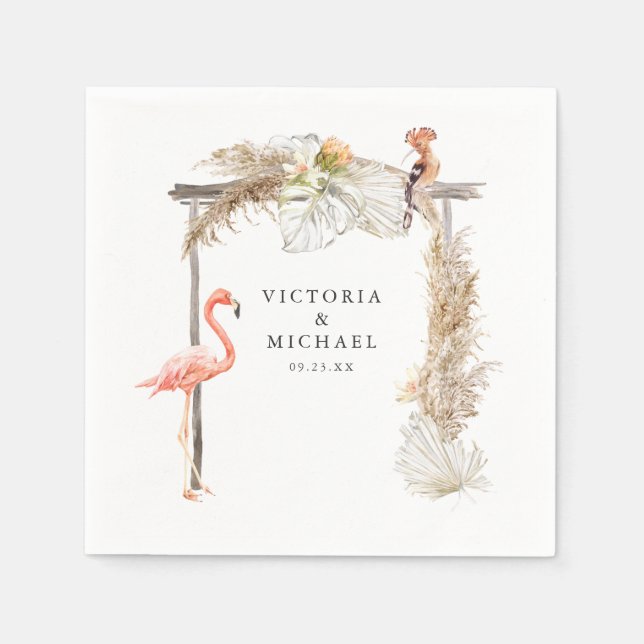 Guardanapo De Papel Afafricano Safari Boho Floral Monograma (Frente)