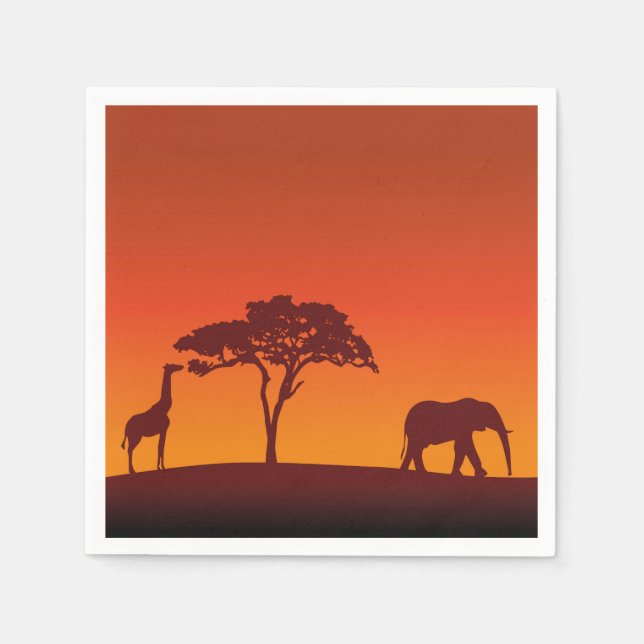 Guardanapo De Papel Afafricano Safari Silhouette - Papel Napkin (Frente)