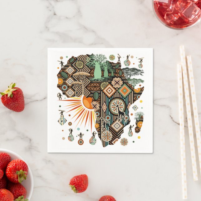 Guardanapo De Papel África Mapeia Elemento Tribal Decorativo Padrão (Insitu)