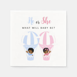 Guardanapo De Papel African American Baby Air Balloon Gender Reveal