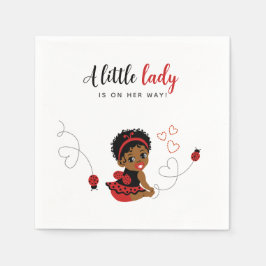 Guardanapo De Papel African-American Red Black Ladybug Baby Shower 