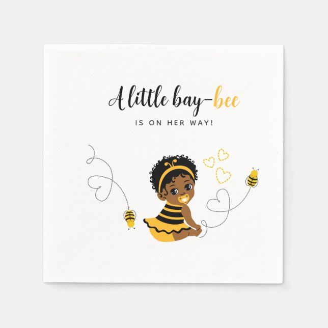 Guardanapo De Papel African-American Yellow Black Bee Baby Shower  (Frente)
