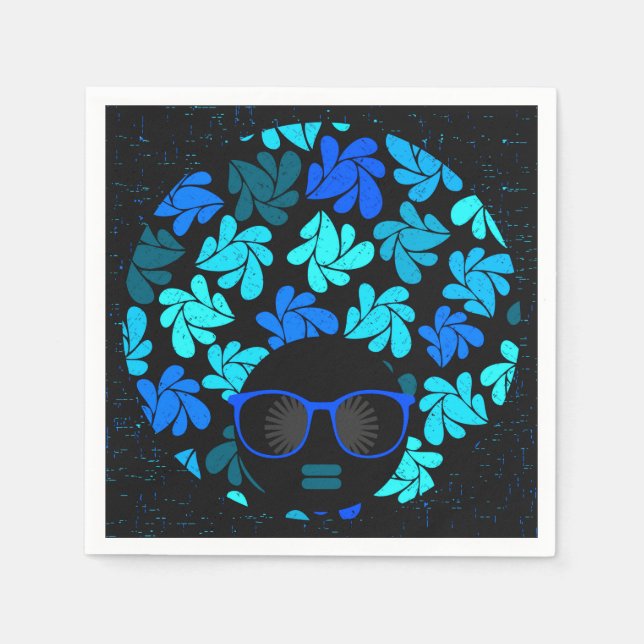 Guardanapo De Papel Afro Diva Turquoise Teal Napkins (Frente)