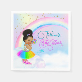 Guardanapo De Papel Afro Puff Baby Girl Pastel Chá de fraldas Rainbow