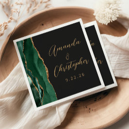 Guardanapo De Papel Ágata Esmeralda Verde Dourado Escrito Casamento Es