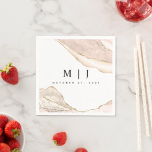 Guardanapo De Papel Agate Blush e Dourado Casamento com falhas