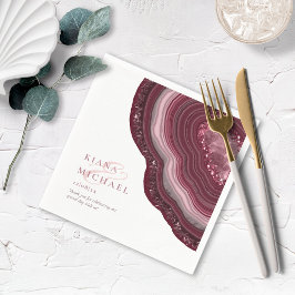 Guardanapo De Papel Agate Geode Glitter Wedding Burgundy ID647