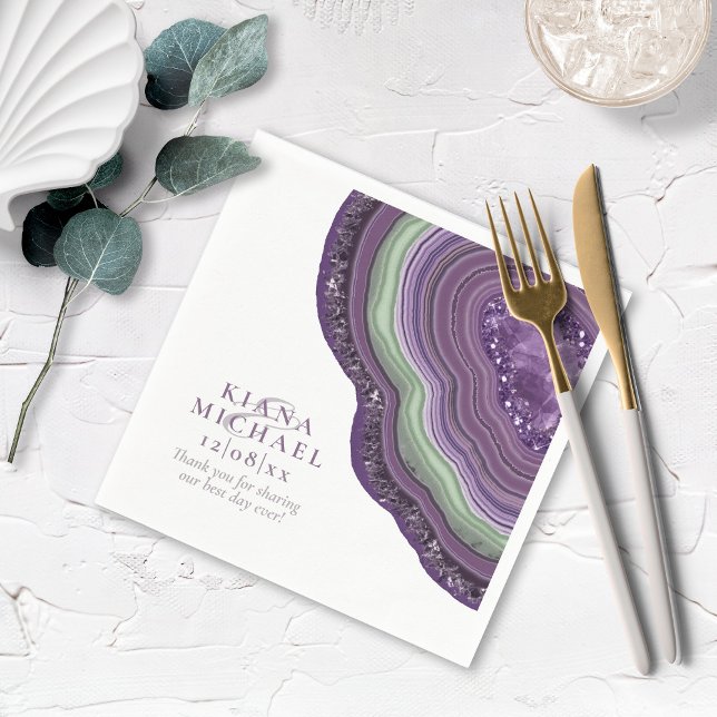 Guardanapo De Papel Agate Geode Glitter Wedding Violet ID647 (Criador carregado)