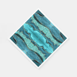 Guardanapo De Papel Agate Teal Blue Marble Dourado Aqua Turquoise Napk