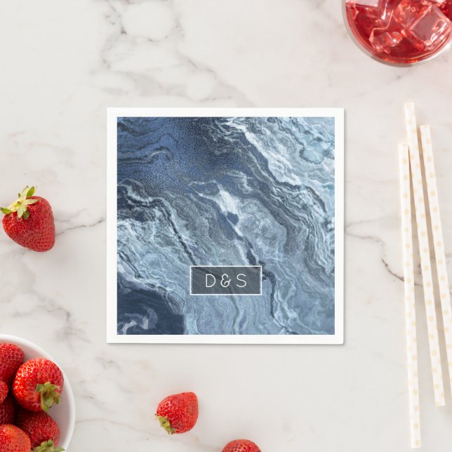 Guardanapo De Papel Agato Azul Cristalizado | Pedra Derramada Marmoriz (Insitu)