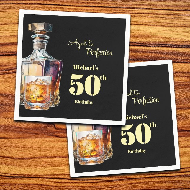 Guardanapo De Papel Aged to Perfection Men's 50th Whiskey Birthday  (Criador carregado)