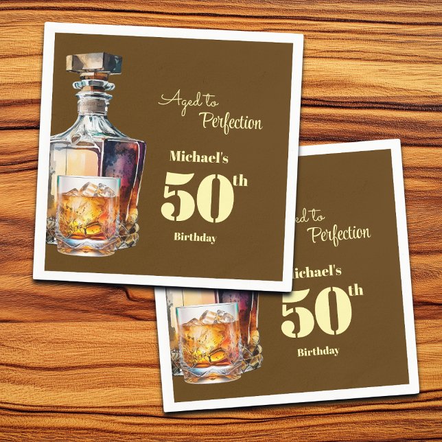 Guardanapo De Papel Aged to Perfection Men's 50th Whiskey Birthday  (Criador carregado)