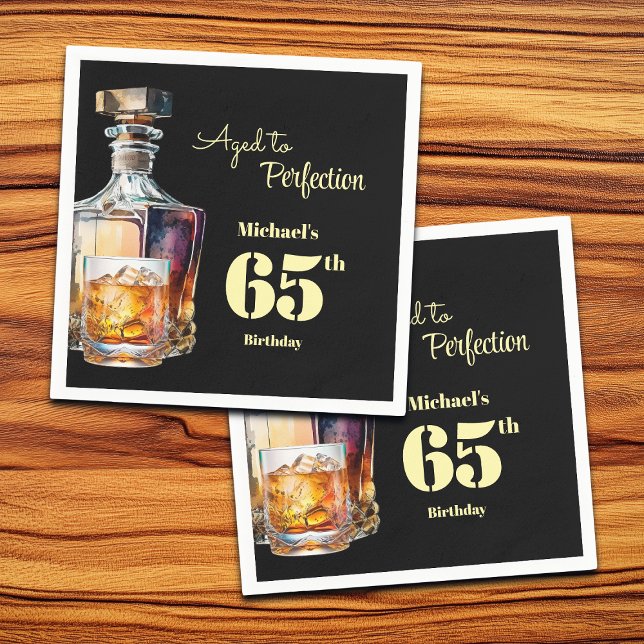 Guardanapo De Papel Aged to Perfection Men's 65th Whiskey Birthday  (Criador carregado)