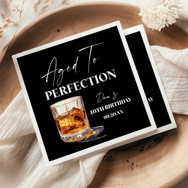Guardanapo De Papel Aged To Perfection Whisky Glass Birthday Party (Criador carregado)