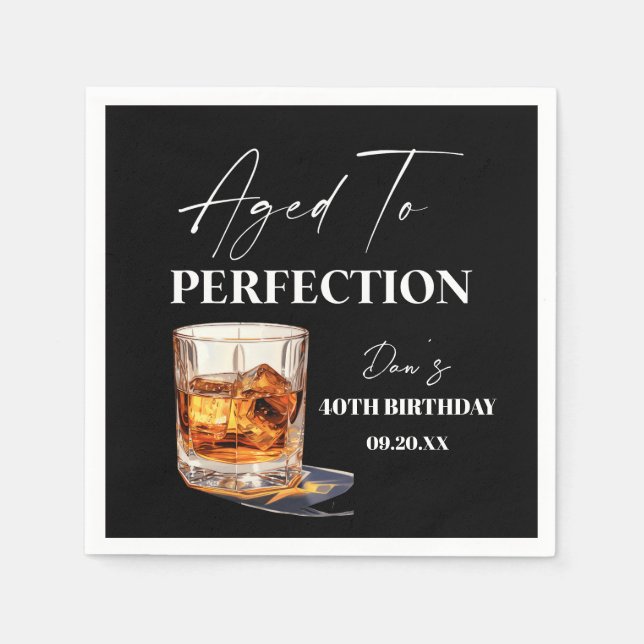 Guardanapo De Papel Aged To Perfection Whisky Glass Birthday Party (Frente)
