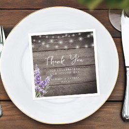 Guardanapo De Papel Agradecimento de Casamento Luzes de Lavanda Rústic