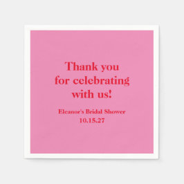 Guardanapo De Papel Agradecimento de Chuveirinho de Noiva Rosa Vermelh