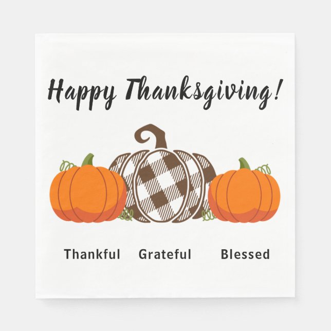 Guardanapo De Papel Agradeço ao agradecido Abençoado Ação de Graças a  (Frente)
