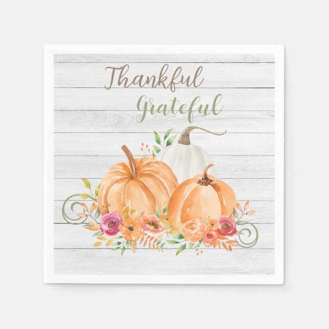 Guardanapo De Papel Agradeço muito | Abate de outono Aquarela (Frente)