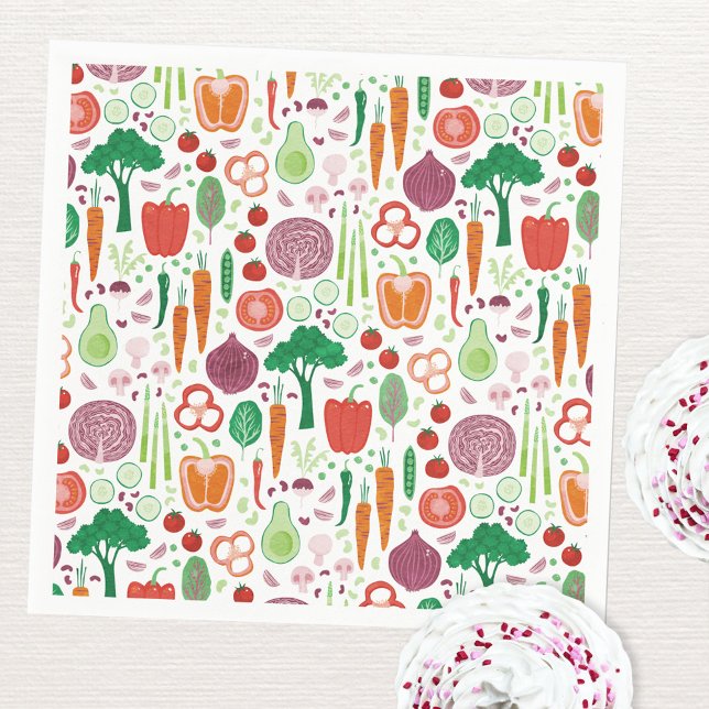 Guardanapo De Papel Agricultores Comercializam Vegetais Cultivados Loc (Vegetable pattern Farmers Market Locally Grown party paper napkins)