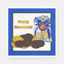 Guardanapo De Papel Agrupamento De Moedas Com Gelt-Chocolate-Azul-