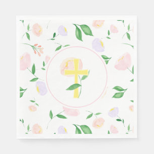 Guardanapo De Papel Água Floral Amarela em Aquarela Cruz