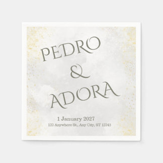 Guardanapo De Papel Água-forte Cinza e Poeira Dourada Adesivo Redondo