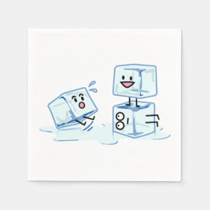 Guardanapo De Papel água gelada do cubo dos cubos de gelo que desliza