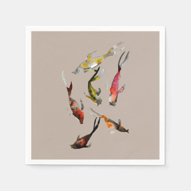 Guardanapo De Papel Água, koi, vermelho-marrom (Frente)