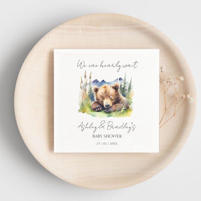 Guardanapo De Papel Aguardar cedo a aventura do filhote espera chá de  (Bearly wait bear cub adventure awaits baby shower napkins personalized baby shower tableware cute)