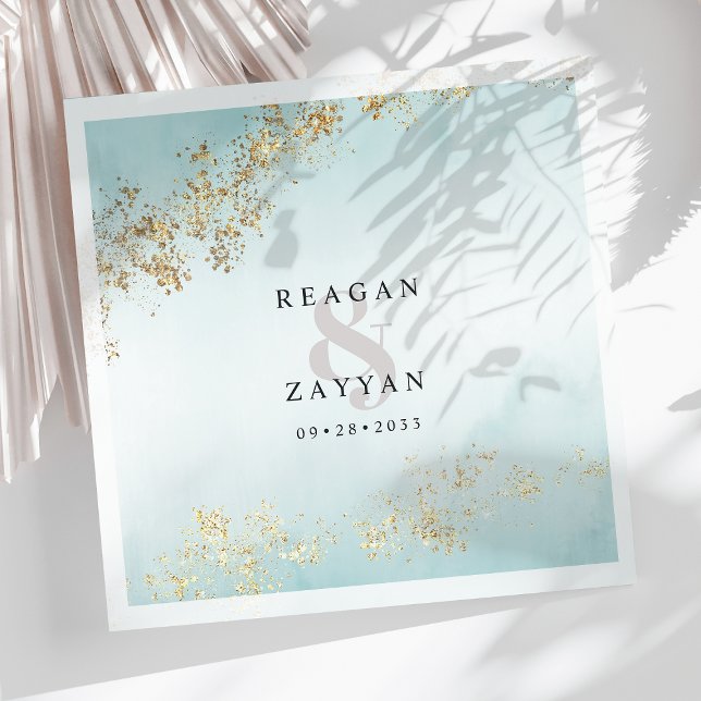 Guardanapo De Papel Aguarela Azul-turquesa e Dourado (Criador carregado)