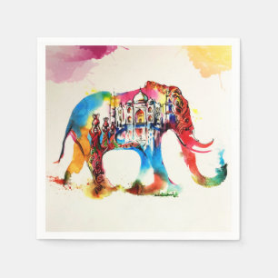 Guardanapo De Papel Aguarela do amor das viagens vintage do elefante