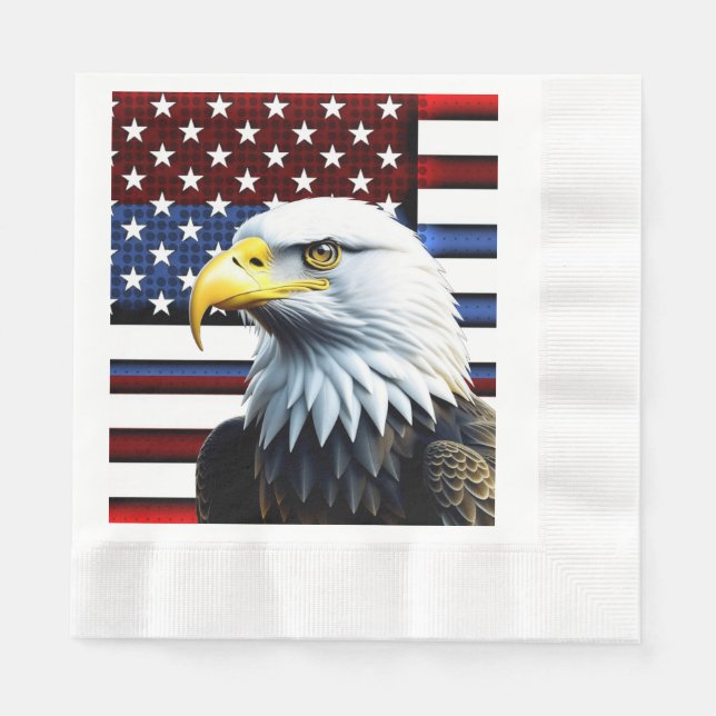 Guardanapo De Papel Águia Americana Patriótica e Bandeira dos EUA (Frente)