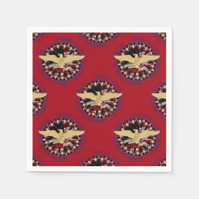 Guardanapo De Papel Águia Dourada dos EUA e Papel Azul-Azul-Bandeira N (Frente)