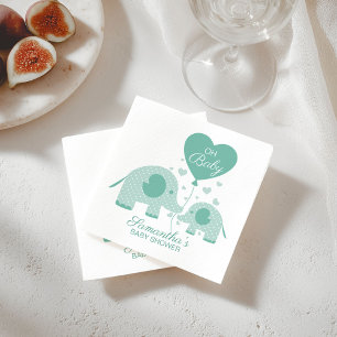 Guardanapo De Papel Ah Bebê Adorável Elefante Verde Menta Chuveiro de