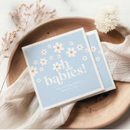 Guardanapo De Papel Ah Bebês! Retrô Margarida azul boho Chás de Bebê