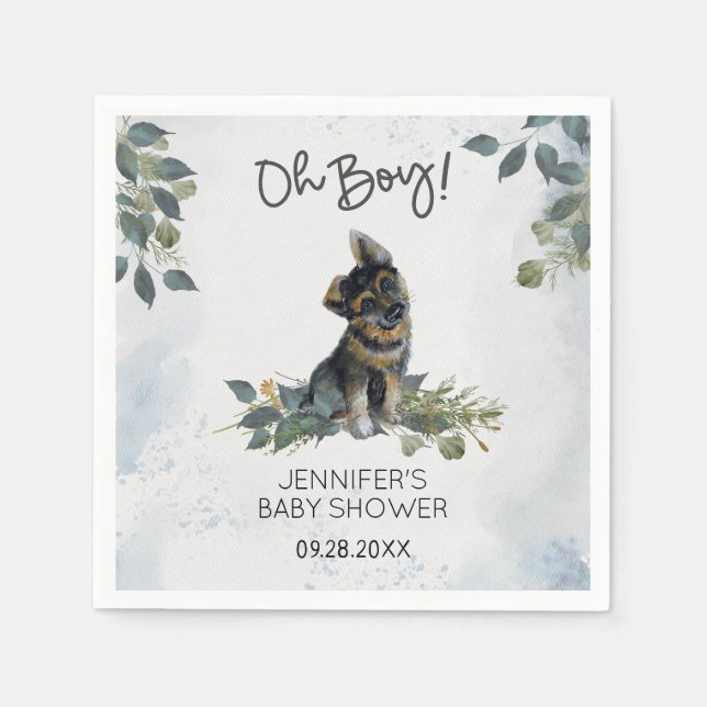 Guardanapo De Papel Ah, garoto! Puppy com chá de fraldas (Frente)