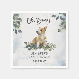 Guardanapo De Papel Ah Menino ! Chuvinha de Bebê Corgi Filhote
